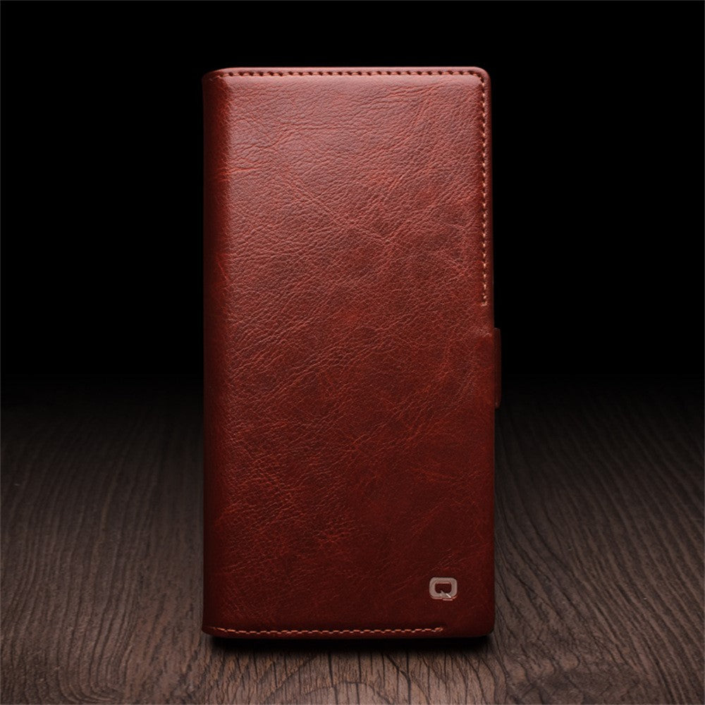 QIALINO For Samsung Galaxy S25 Ultra Case Genuine Cow Leather Wallet Phone Cover with Magnetic Closure