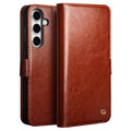 QIALINO For Samsung Galaxy S24 FE Case with Card Holder Genuine Cow Leather Stand Phone Cover