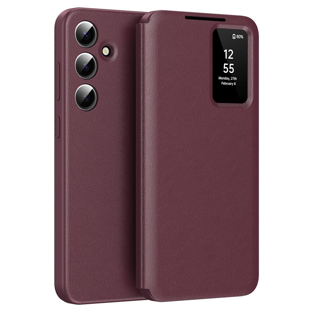For Samsung Galaxy S24 Leather Phone Case with View Window Card Slot