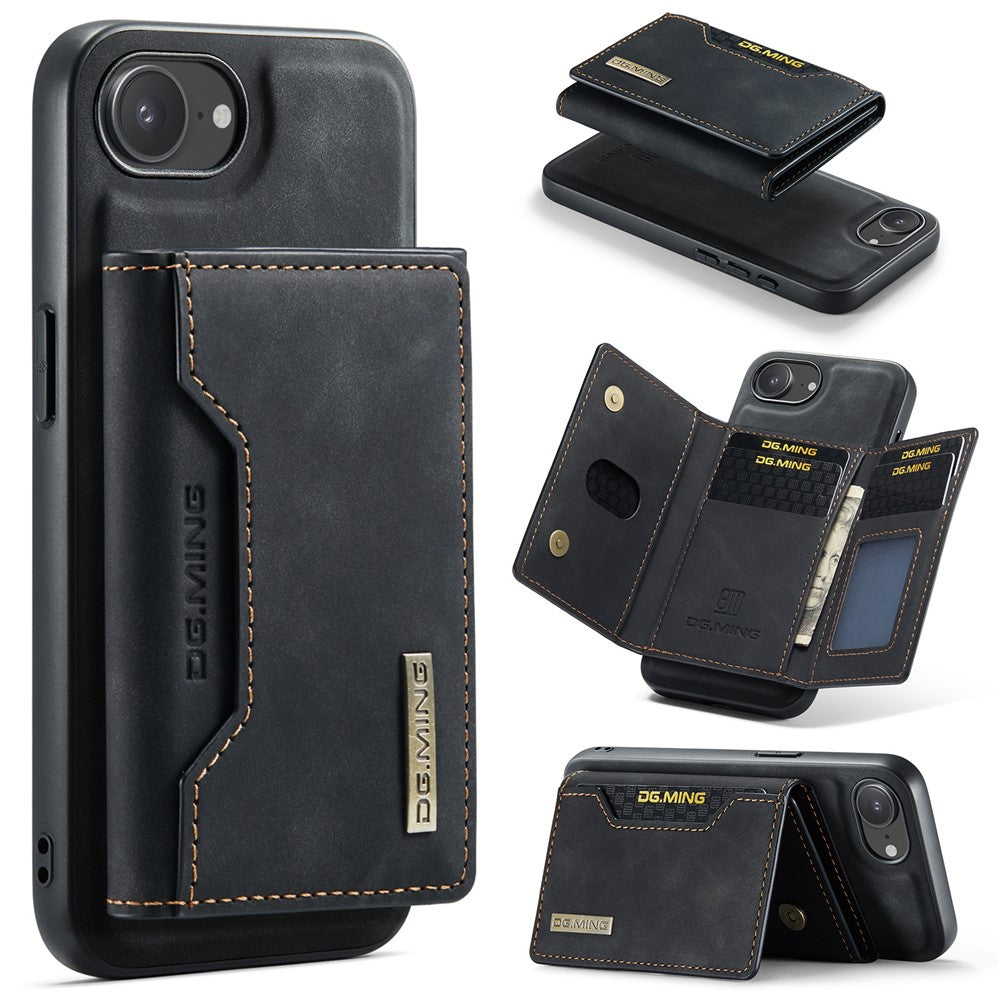 DG.MING M2 Series for iPhone 17e / 16e Case PU + PC + TPU Phone Cover Detachable Wallet