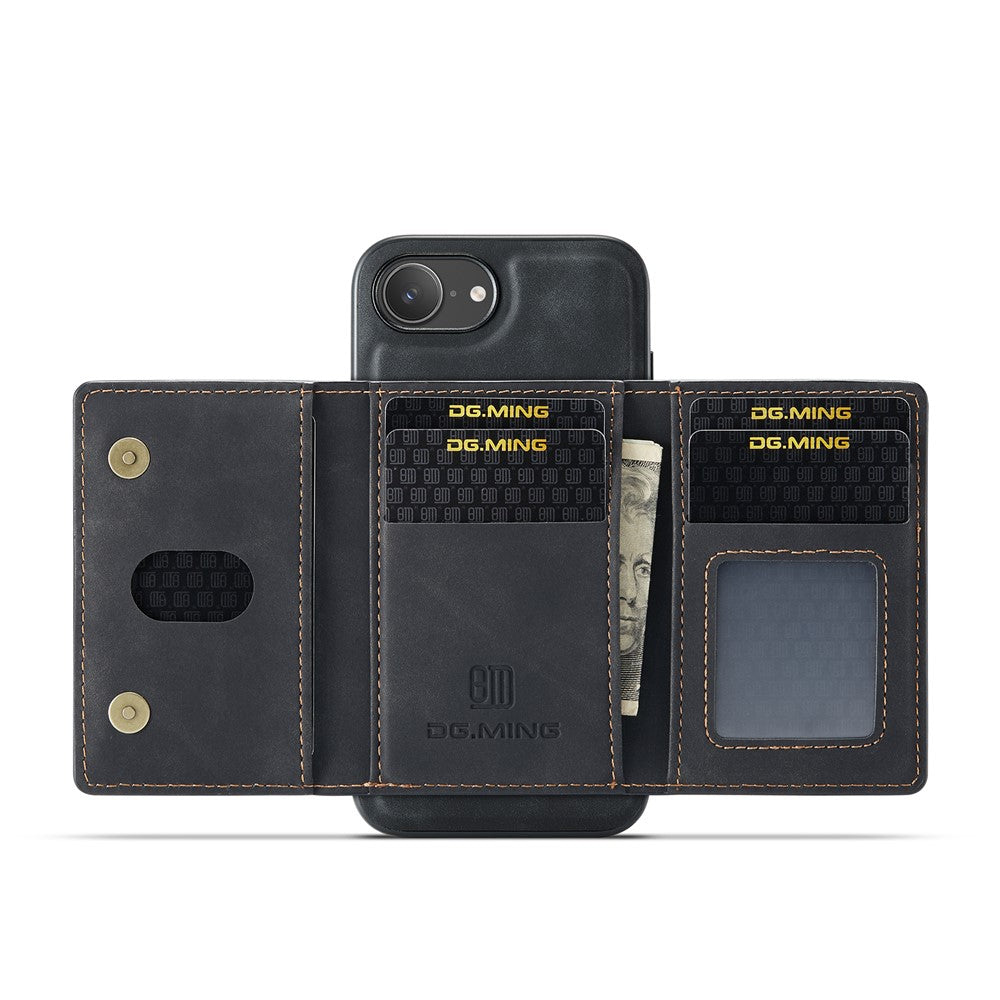 DG.MING M2 Series for iPhone 17e / 16e Case PU + PC + TPU Phone Cover Detachable Wallet