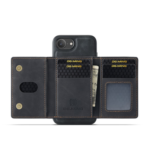 DG.MING M2 Series for iPhone 17e / 16e Case PU + PC + TPU Phone Cover Detachable Wallet