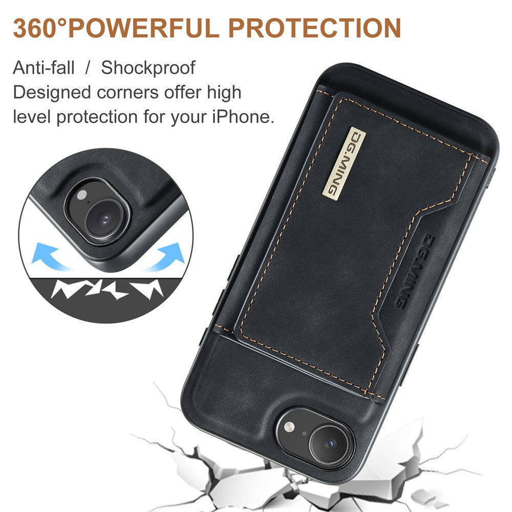 DG.MING M2 Series for iPhone 17e / 16e Case PU + PC + TPU Phone Cover Detachable Wallet
