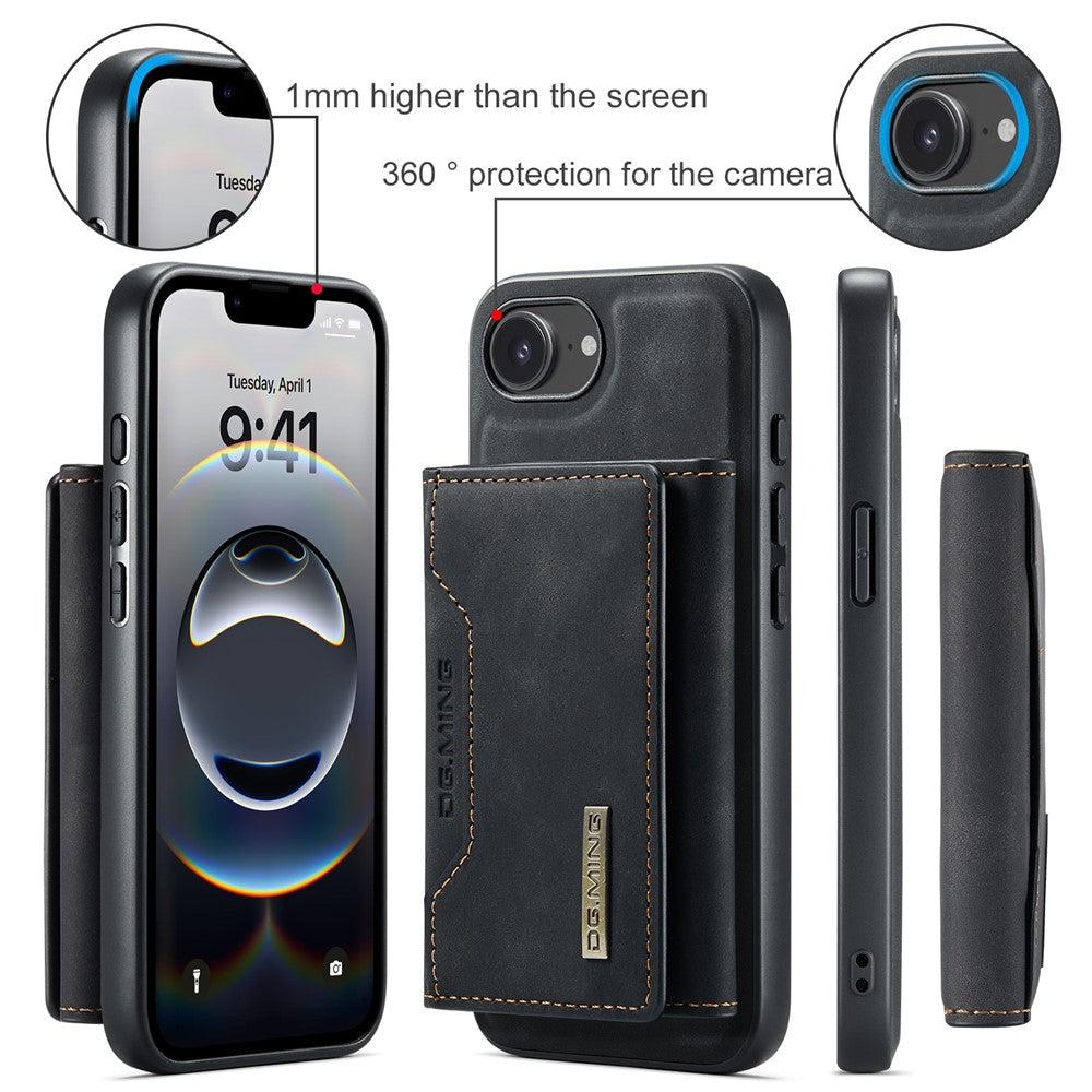 DG.MING M2 Series for iPhone 17e / 16e Case PU + PC + TPU Phone Cover Detachable Wallet