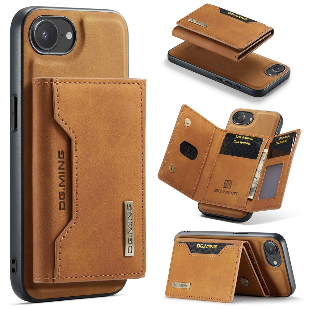 DG.MING M2 Series for iPhone 17e / 16e Case PU + PC + TPU Phone Cover Detachable Wallet