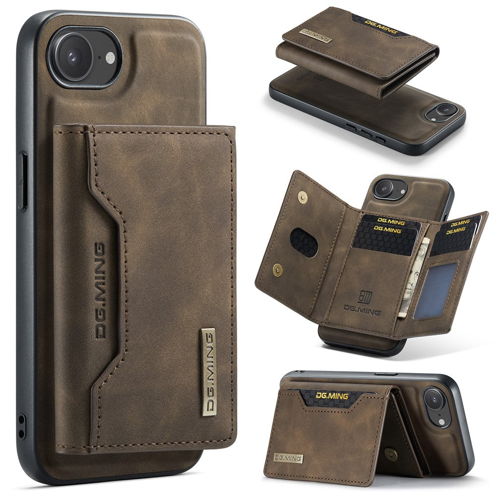 DG.MING M2 Series for iPhone 17e / 16e Case PU + PC + TPU Phone Cover Detachable Wallet