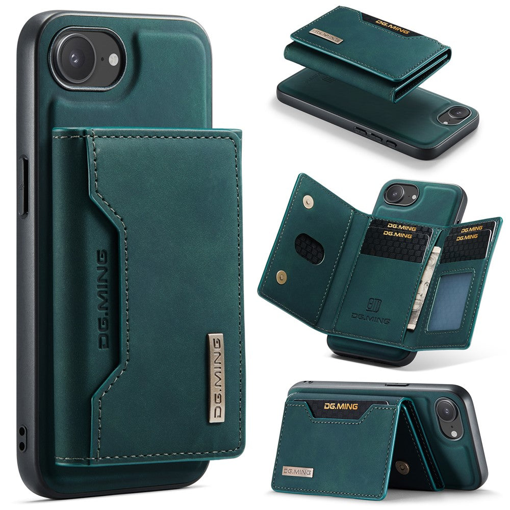 DG.MING M2 Series for iPhone 17e / 16e Case PU + PC + TPU Phone Cover Detachable Wallet