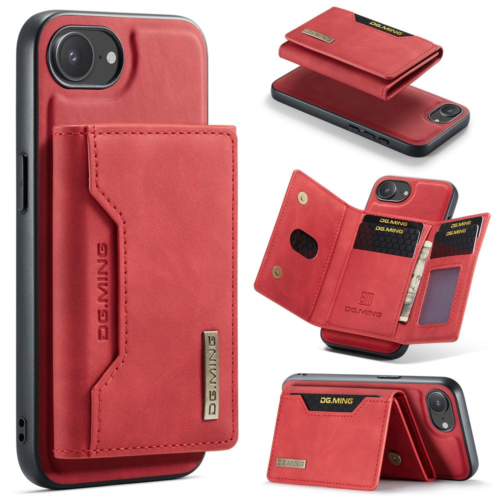 DG.MING M2 Series for iPhone 17e / 16e Case PU + PC + TPU Phone Cover Detachable Wallet