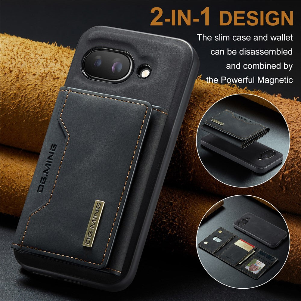 DG.MING M2 Series for Google Pixel 9a Case PU + PC + TPU Phone Cover Detachable Wallet