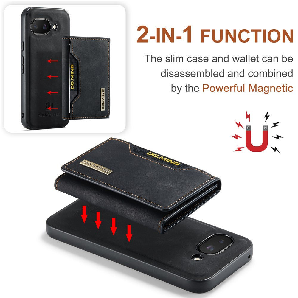 DG.MING M2 Series for Google Pixel 9a Case PU + PC + TPU Phone Cover Detachable Wallet