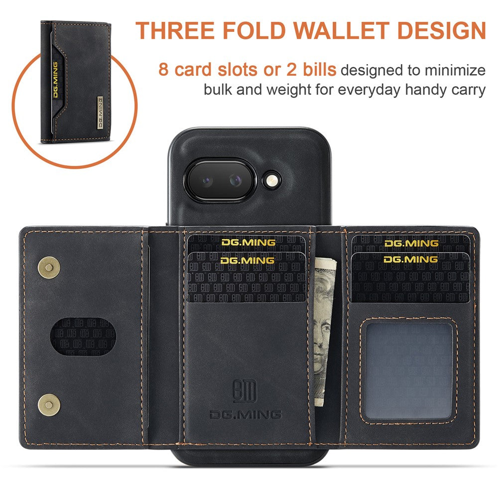 DG.MING M2 Series for Google Pixel 9a Case PU + PC + TPU Phone Cover Detachable Wallet