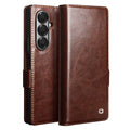 QIALINO For Samsung Galaxy Z Fold7 5G Case with Card Holder Genuine Cow Leather Stand Phone Cover