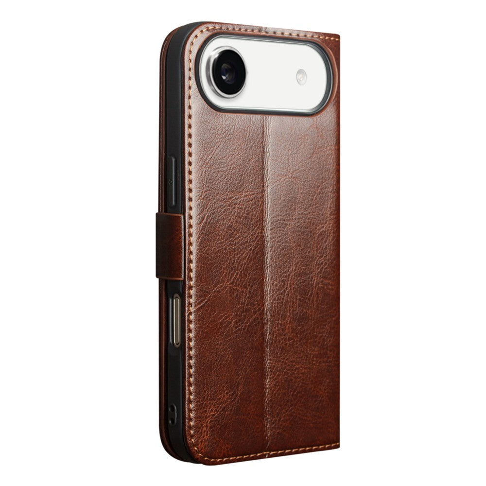 QIALINO For iPhone Air Case with Card Holder Genuine Cow Leather Stand Phone Cover