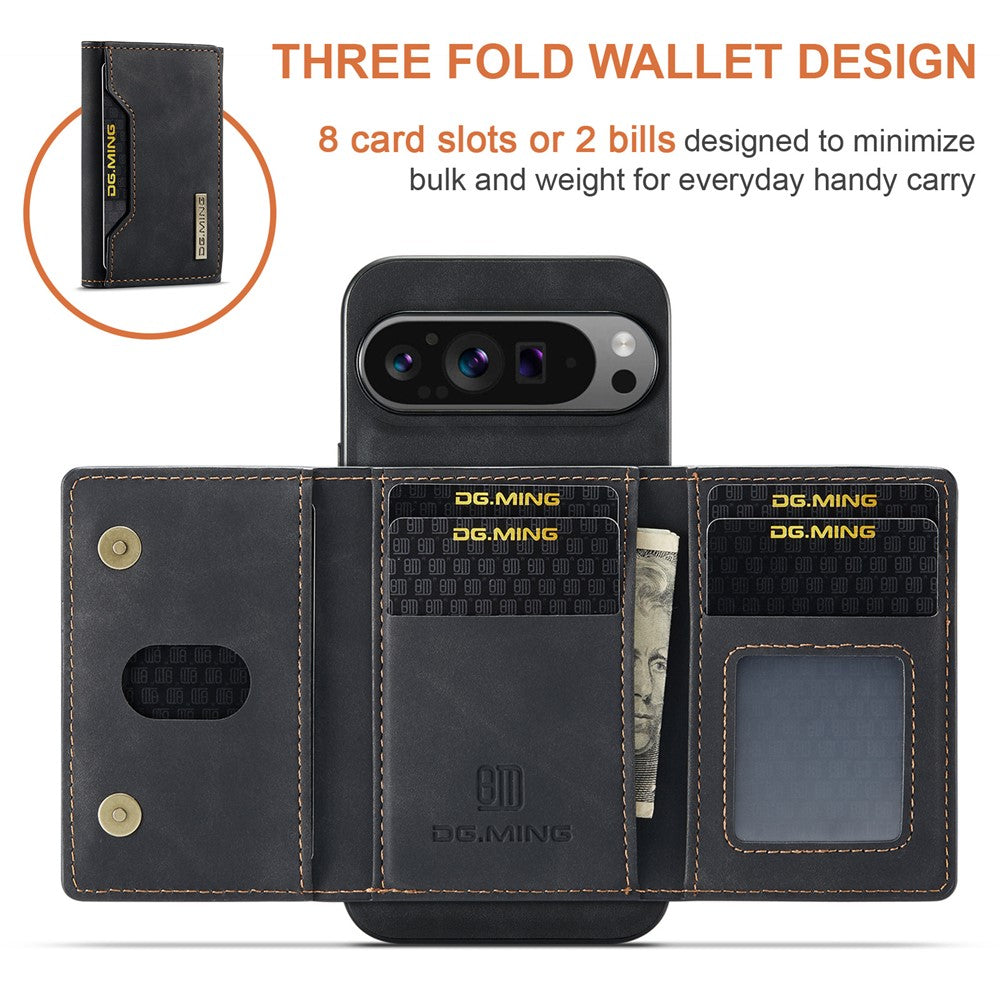 DG.MING M2 Series for Google Pixel 10 Pro XL Case PU + PC + TPU Phone Cover Detachable Wallet