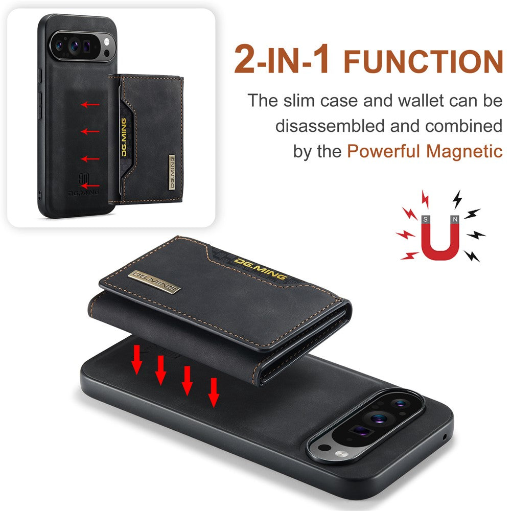 DG.MING M2 Series for Google Pixel 10 Pro XL Case PU + PC + TPU Phone Cover Detachable Wallet