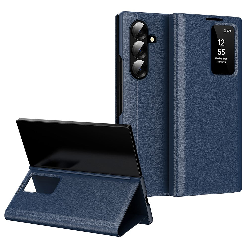 For Samsung Galaxy Z Fold7 5G Case with Card Holder Smart View Window Leather Phone Cover