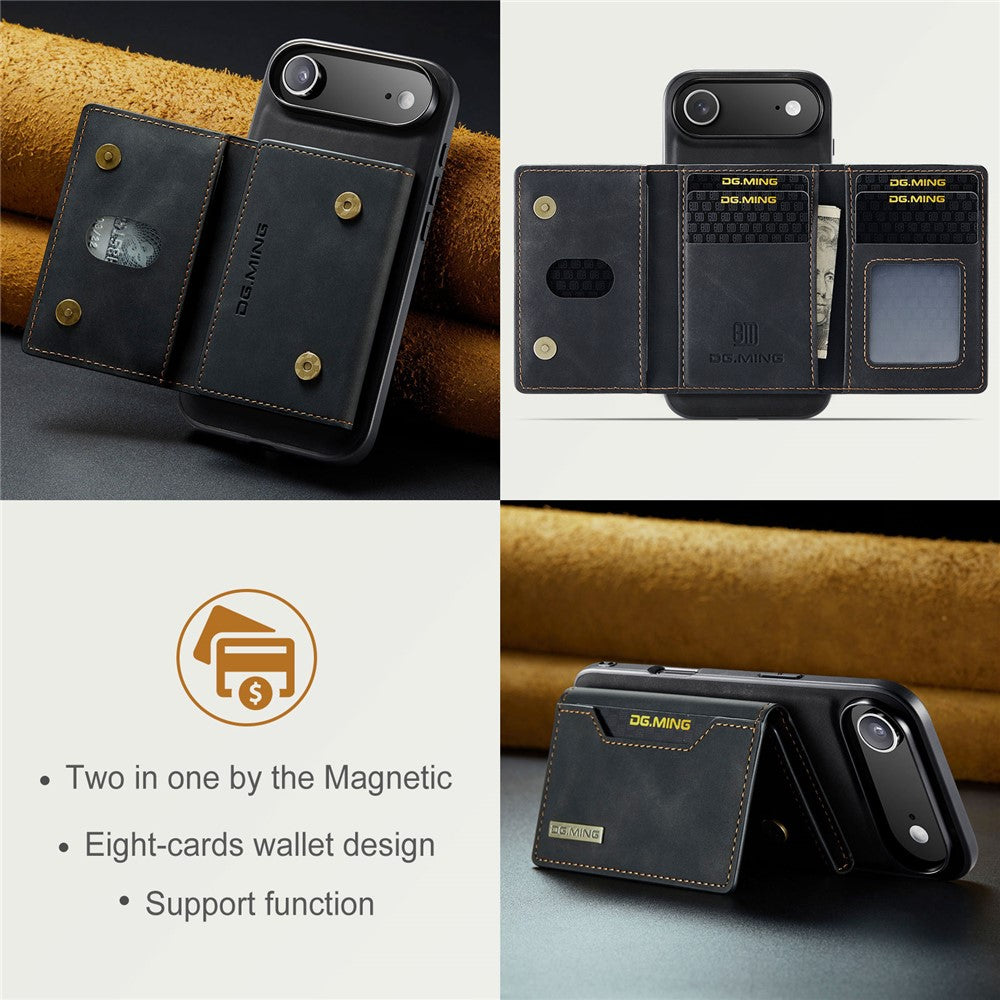 DG.MING M2 Series for iPhone Air Case PU + PC + TPU Phone Cover Detachable Wallet