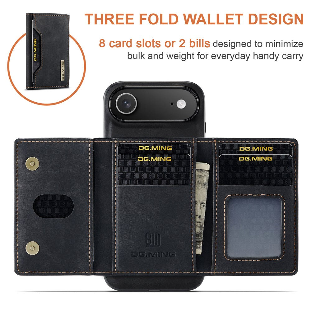 DG.MING M2 Series for iPhone Air Case PU + PC + TPU Phone Cover Detachable Wallet
