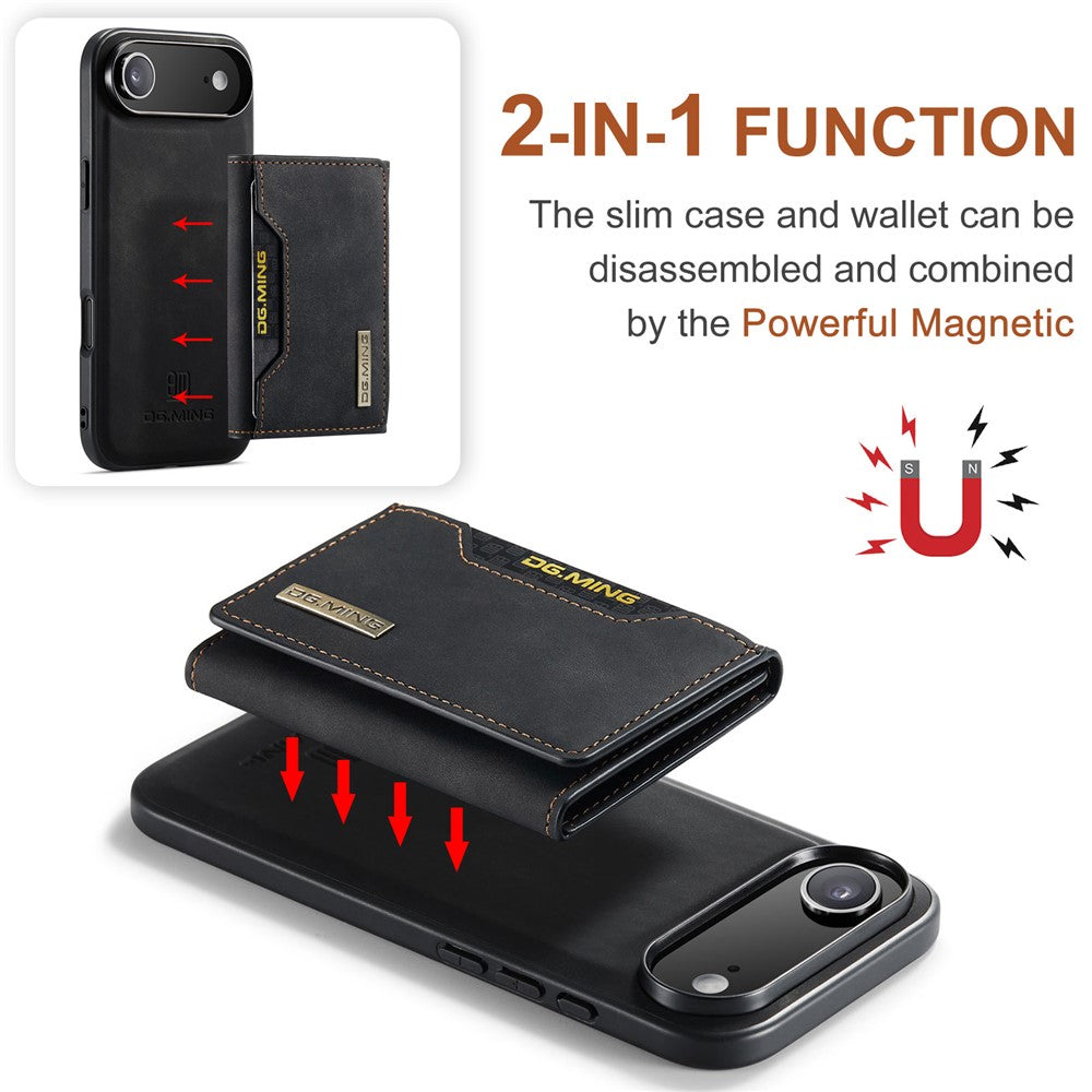 DG.MING M2 Series for iPhone Air Case PU + PC + TPU Phone Cover Detachable Wallet