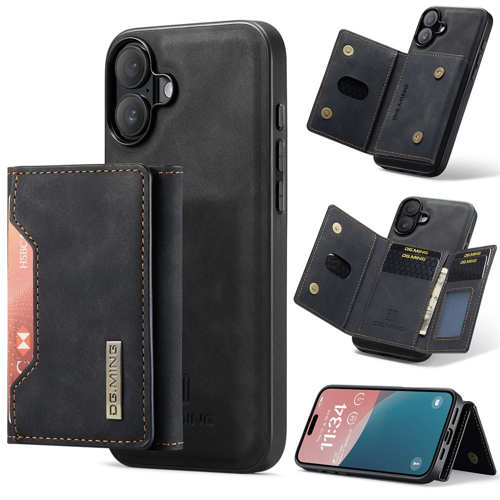 DG.MING M2 Series for iPhone 17 Case PU + PC + TPU Phone Cover Detachable Wallet