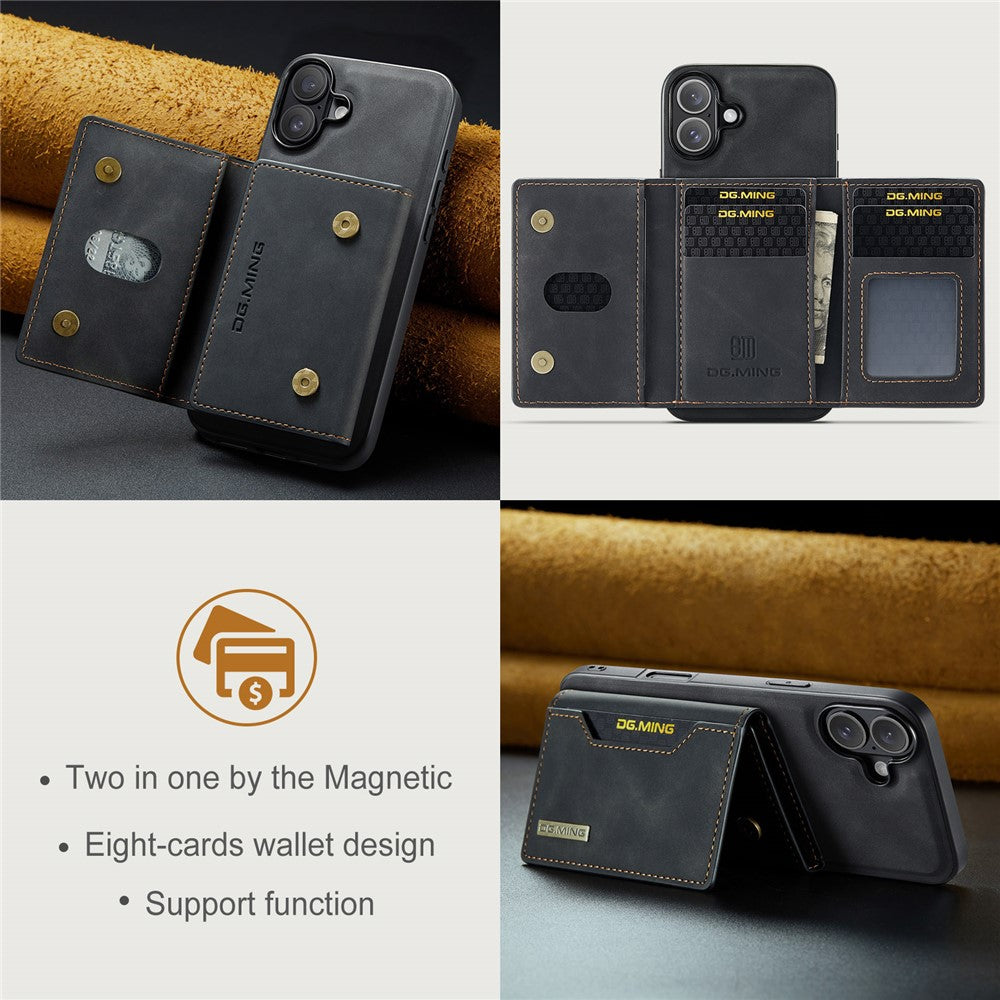 DG.MING M2 Series for iPhone 17 Case PU + PC + TPU Phone Cover Detachable Wallet