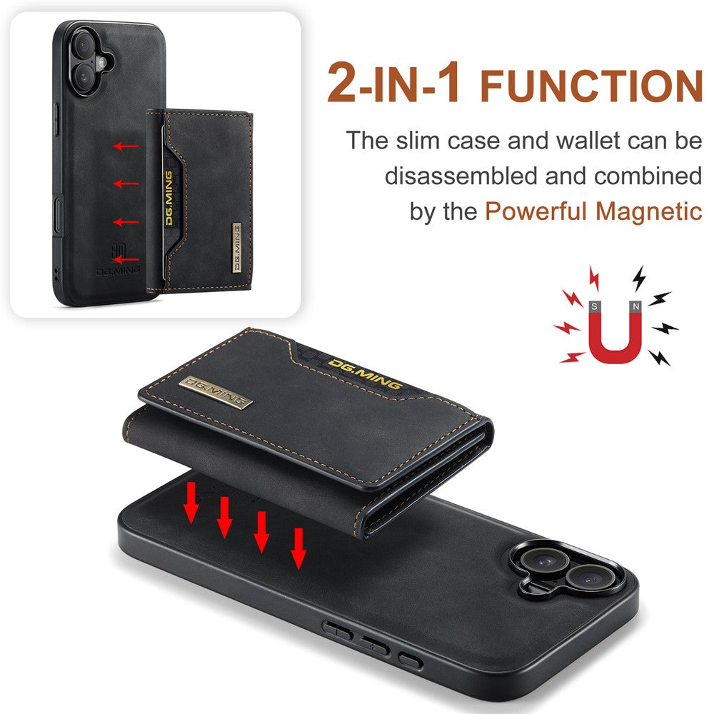 DG.MING M2 Series for iPhone 17 Case PU + PC + TPU Phone Cover Detachable Wallet