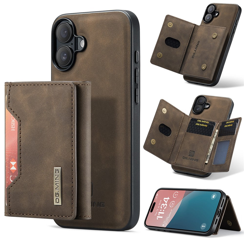 DG.MING M2 Series for iPhone 17 Case PU + PC + TPU Phone Cover Detachable Wallet