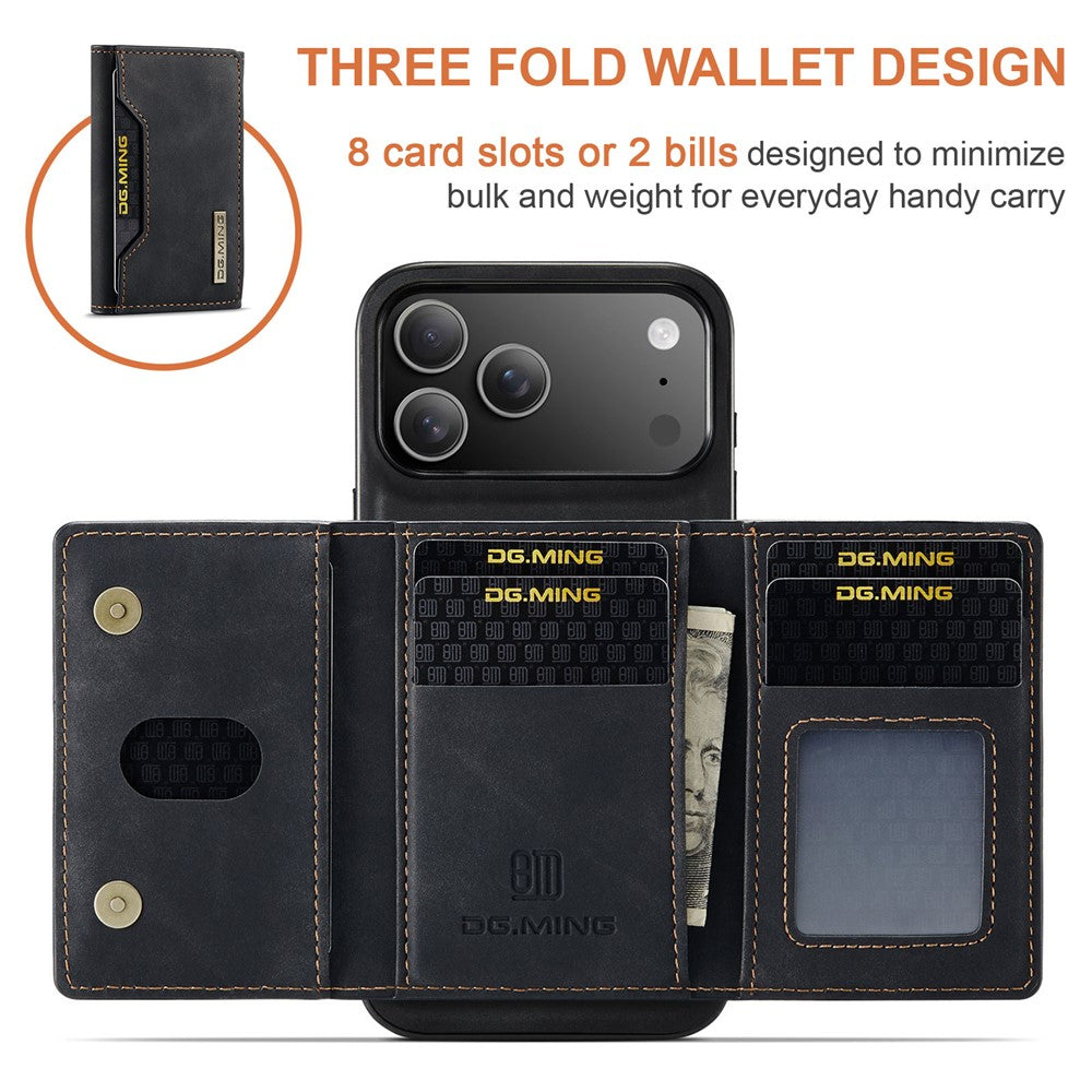 DG.MING M2 Series for iPhone 17 Pro Case PU + PC + TPU Phone Cover Detachable Wallet