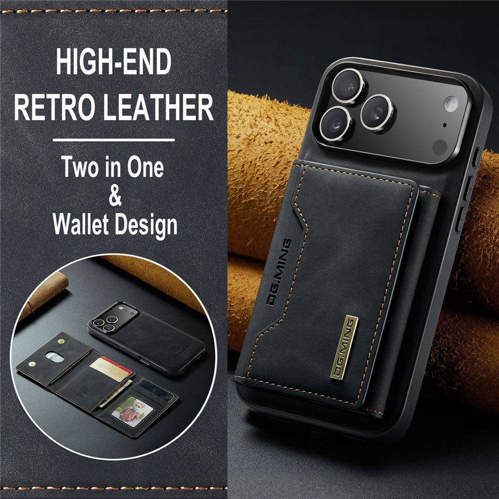 DG.MING M2 Series for iPhone 17 Pro Case PU + PC + TPU Phone Cover Detachable Wallet