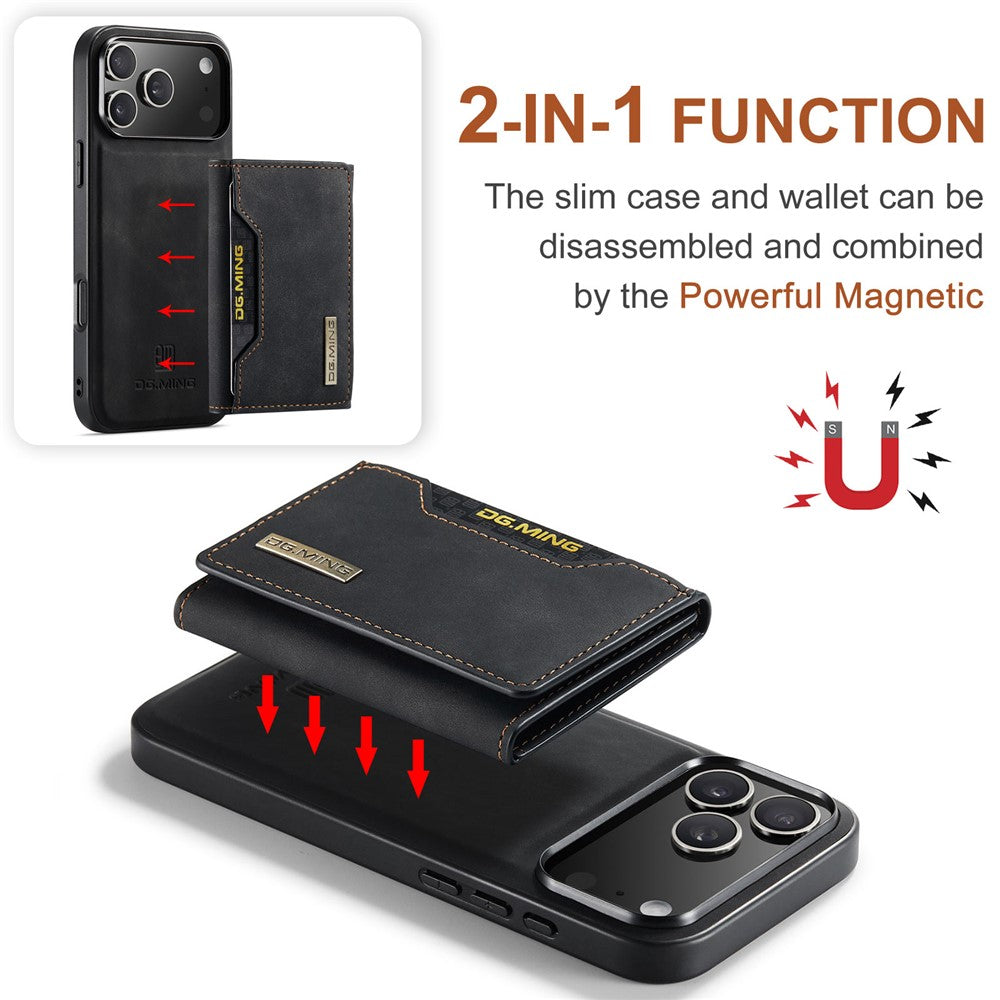 DG.MING M2 Series for iPhone 17 Pro Case PU + PC + TPU Phone Cover Detachable Wallet