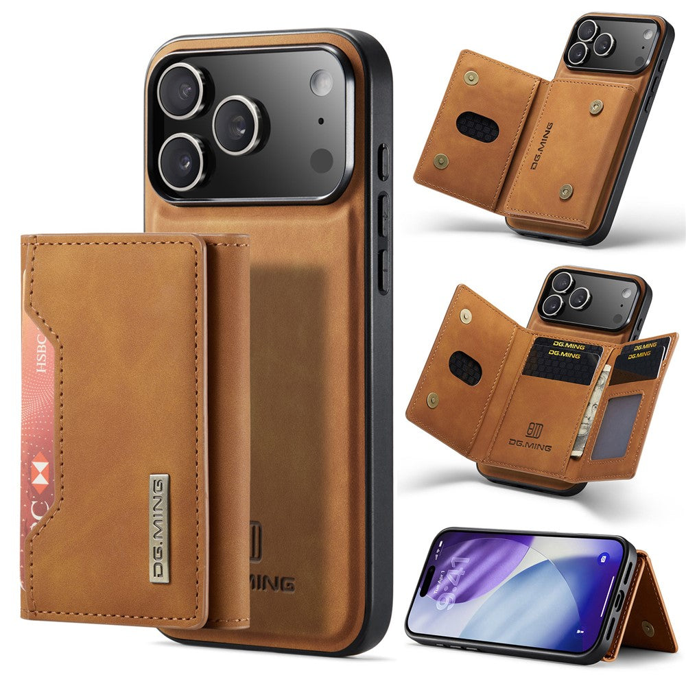 DG.MING M2 Series for iPhone 17 Pro Case PU + PC + TPU Phone Cover Detachable Wallet