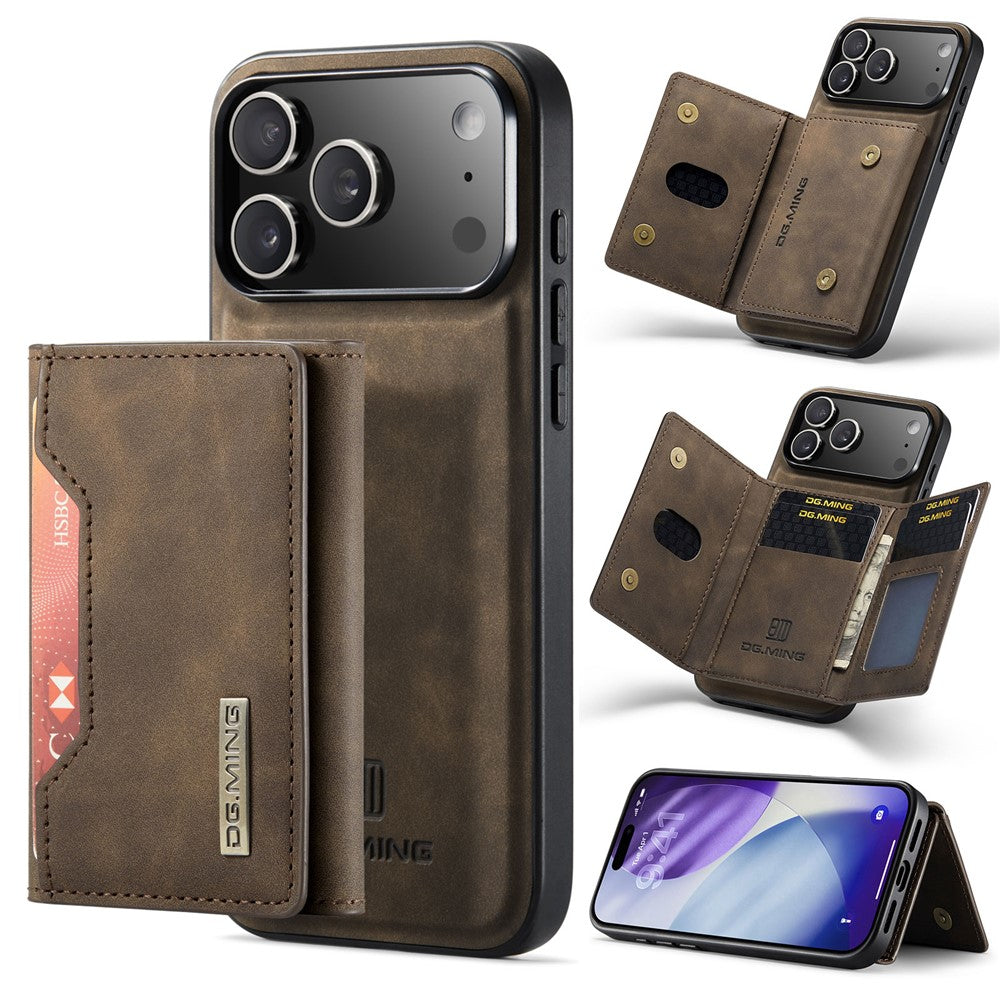 DG.MING M2 Series for iPhone 17 Pro Case PU + PC + TPU Phone Cover Detachable Wallet