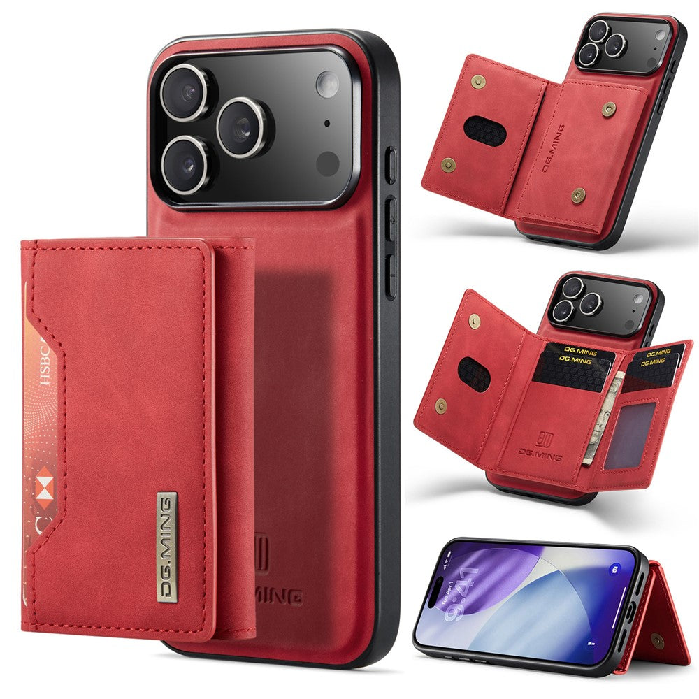 DG.MING M2 Series for iPhone 17 Pro Case PU + PC + TPU Phone Cover Detachable Wallet