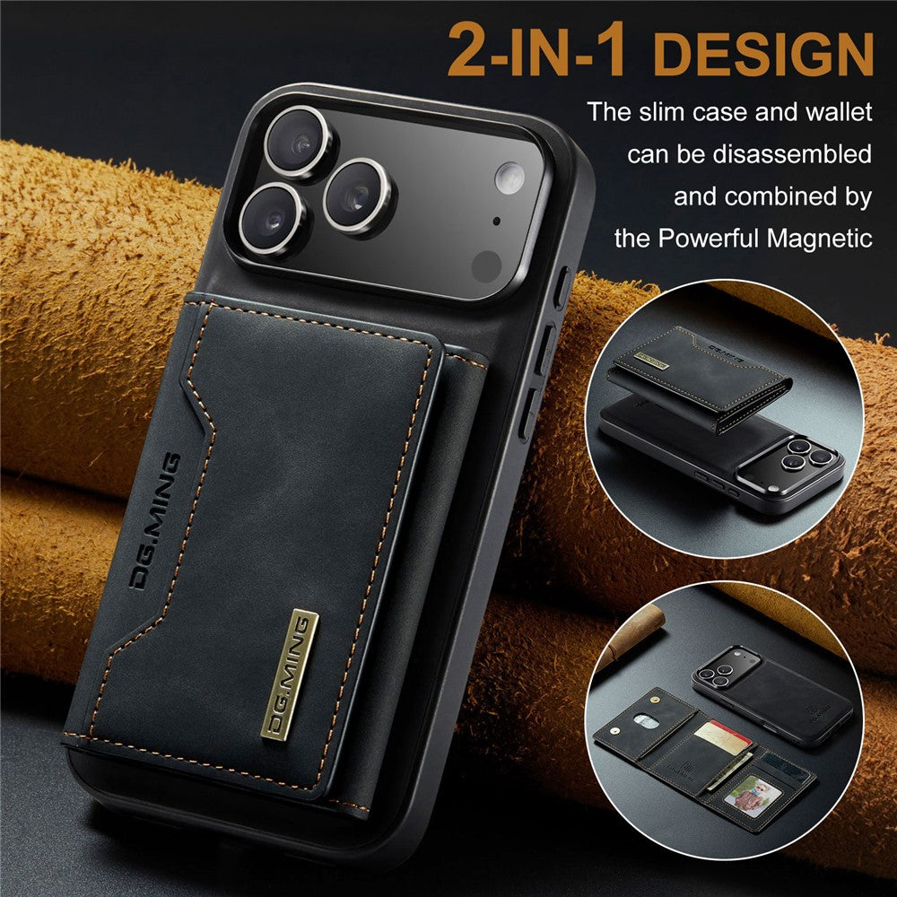 DG.MING M2 Series for iPhone 17 Pro Max Case PU + PC + TPU Phone Cover Detachable Wallet