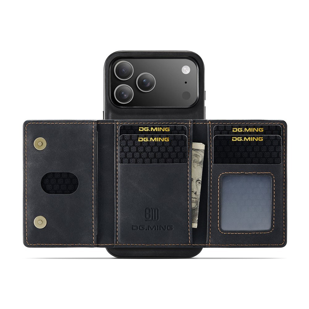 DG.MING M2 Series for iPhone 17 Pro Max Case PU + PC + TPU Phone Cover Detachable Wallet