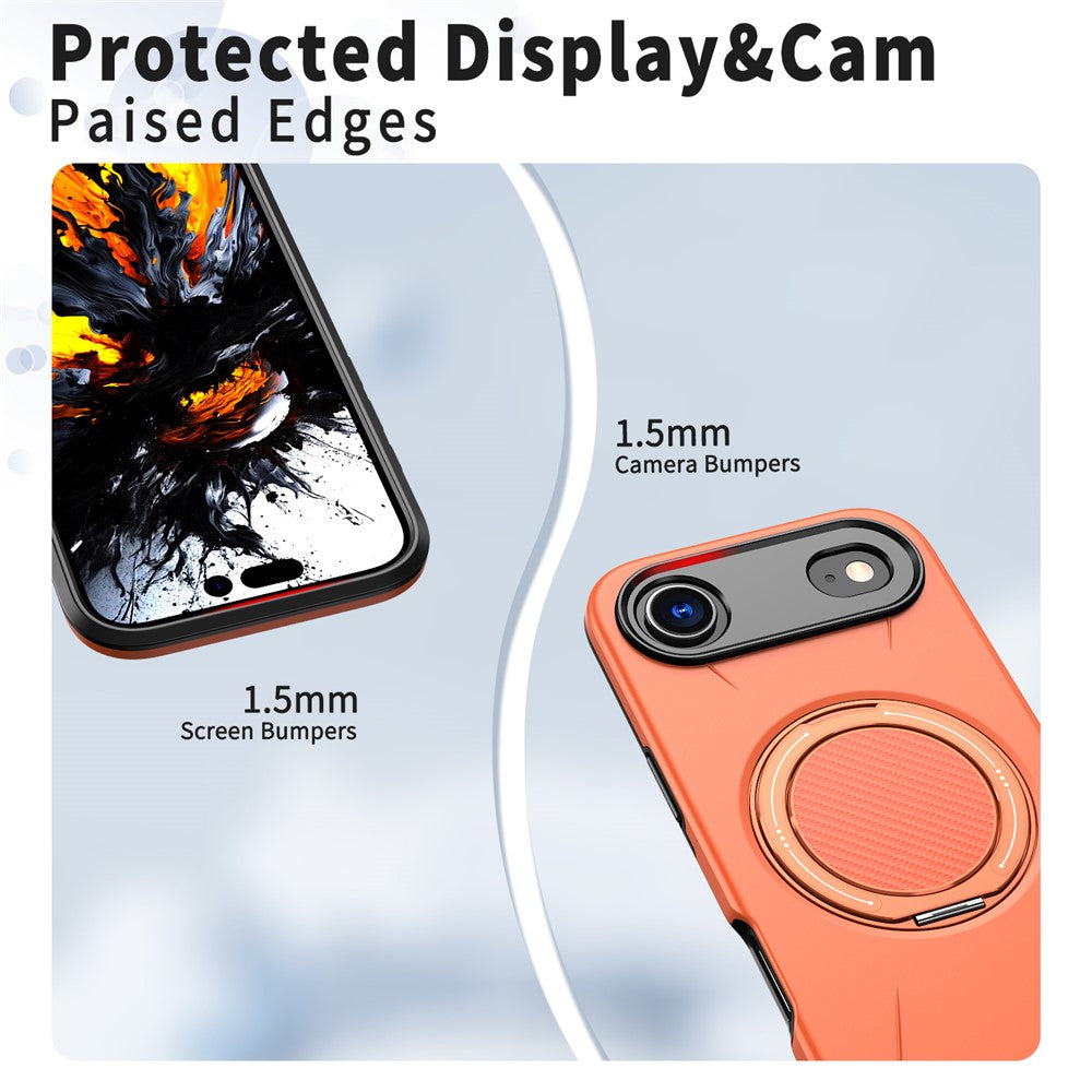 For iPhone Air Magnetic Case Rotating Kickstand TPU + PC Phone Cover