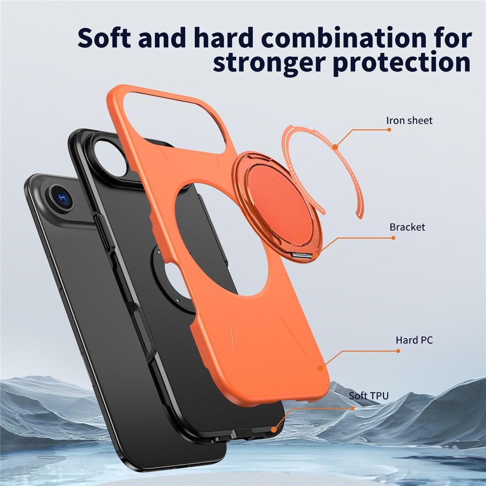 For iPhone Air Magnetic Case Rotating Kickstand TPU + PC Phone Cover