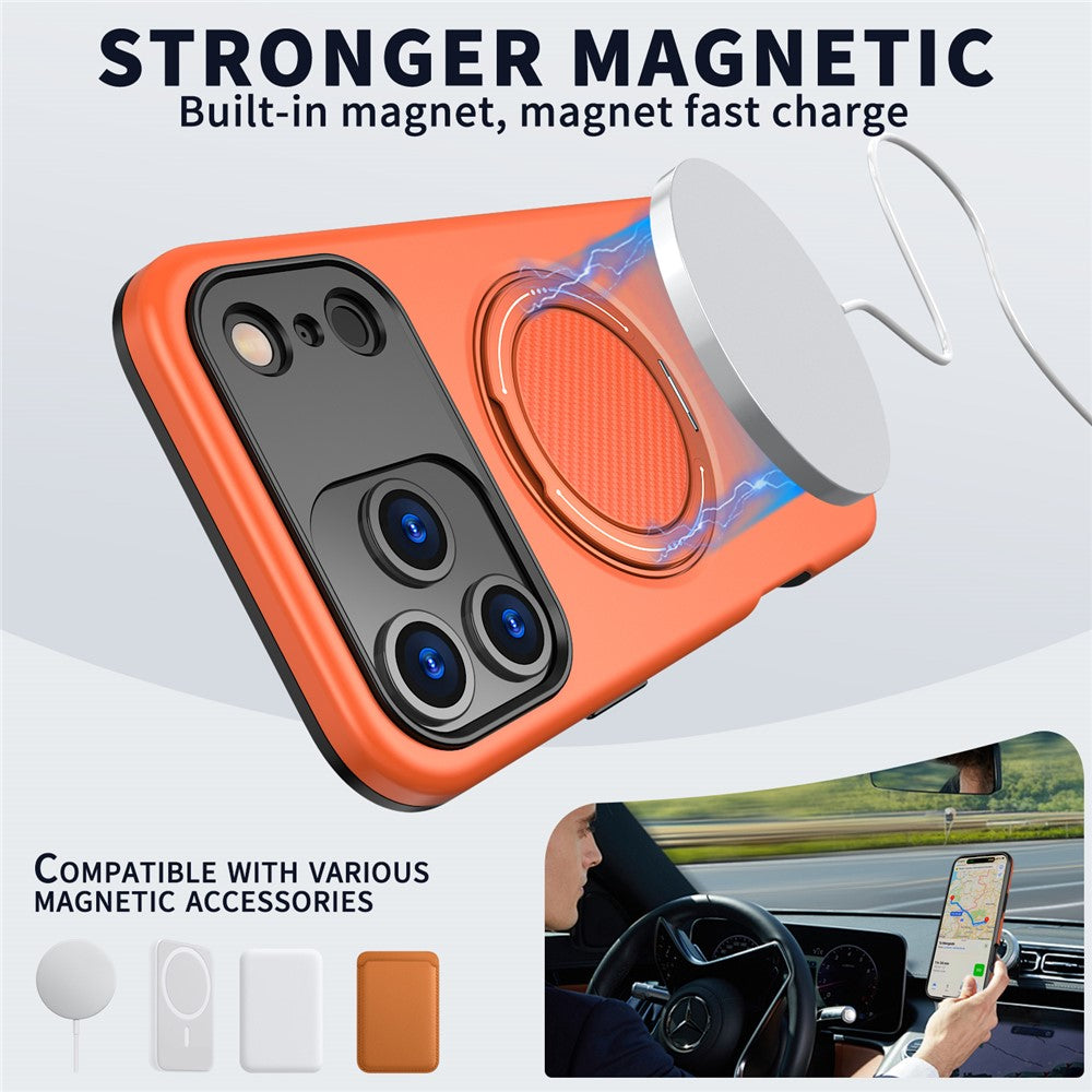 For iPhone 17 Pro Magnetic Case Rotating Kickstand TPU + PC Phone Cover