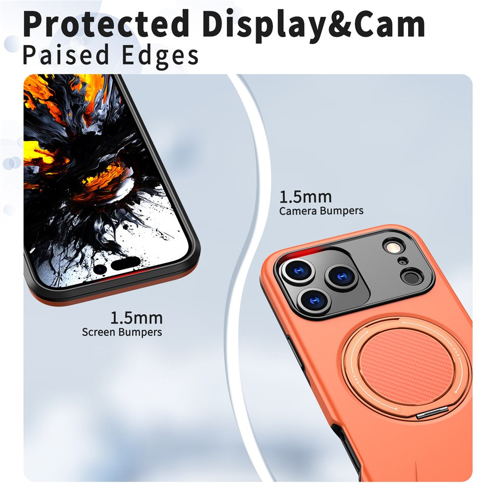 For iPhone 17 Pro Magnetic Case Rotating Kickstand TPU + PC Phone Cover