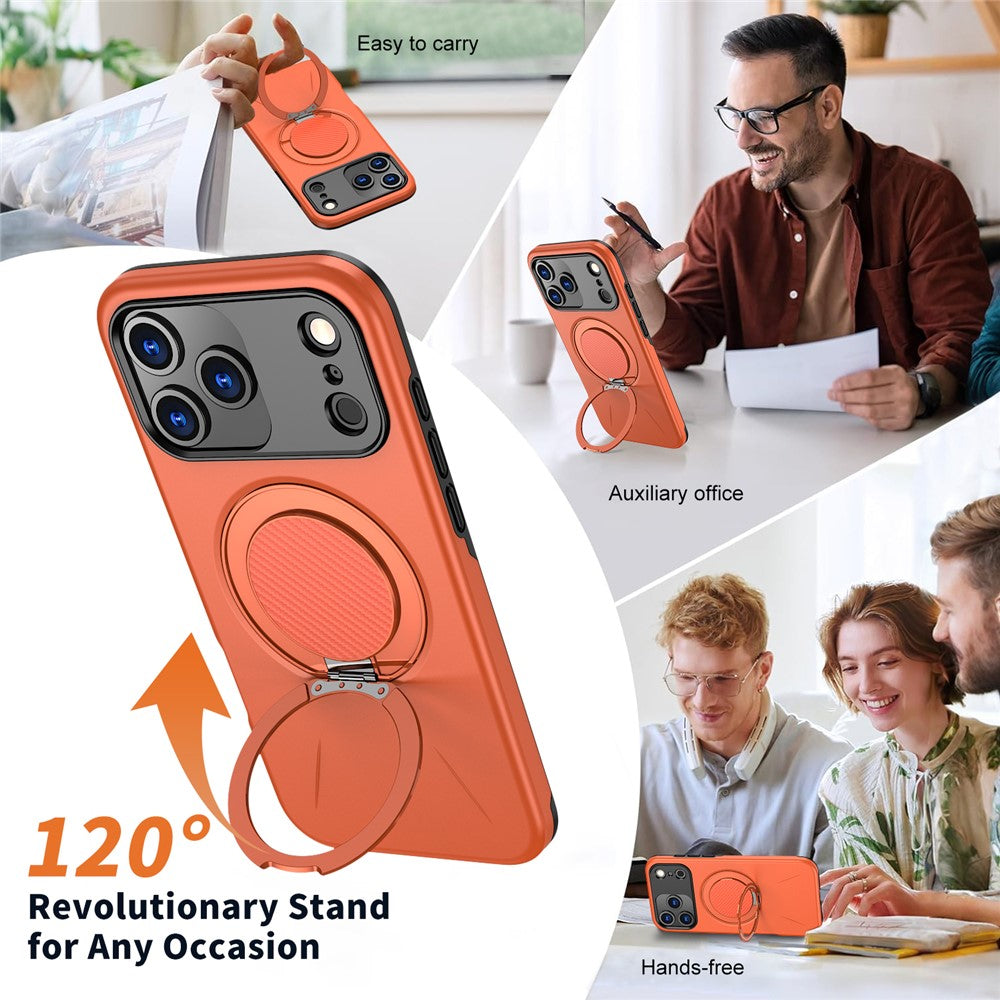 For iPhone 17 Pro Magnetic Case Rotating Kickstand TPU + PC Phone Cover