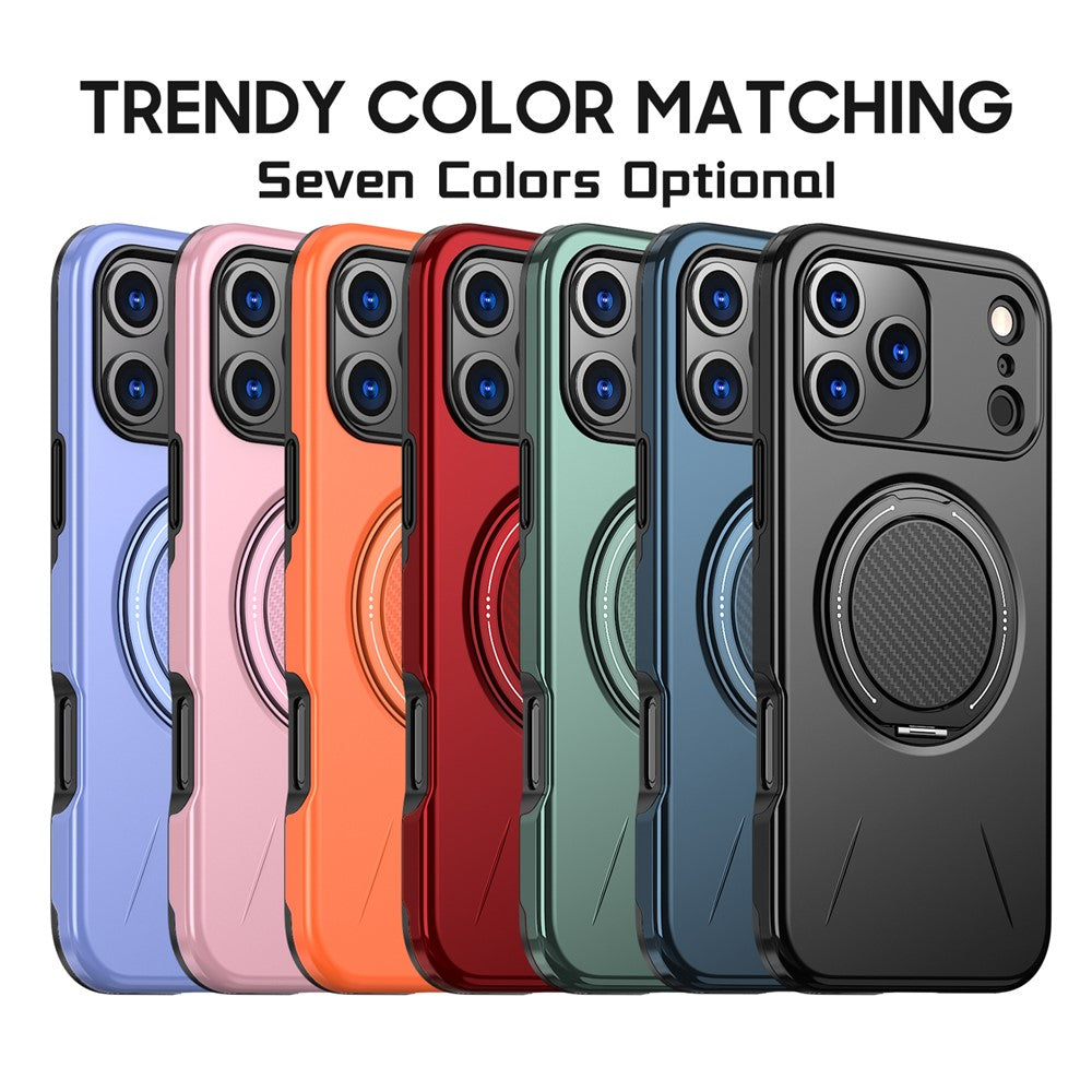 For iPhone 17 Pro Max Magnetic Case Rotating Kickstand TPU + PC Phone Cover