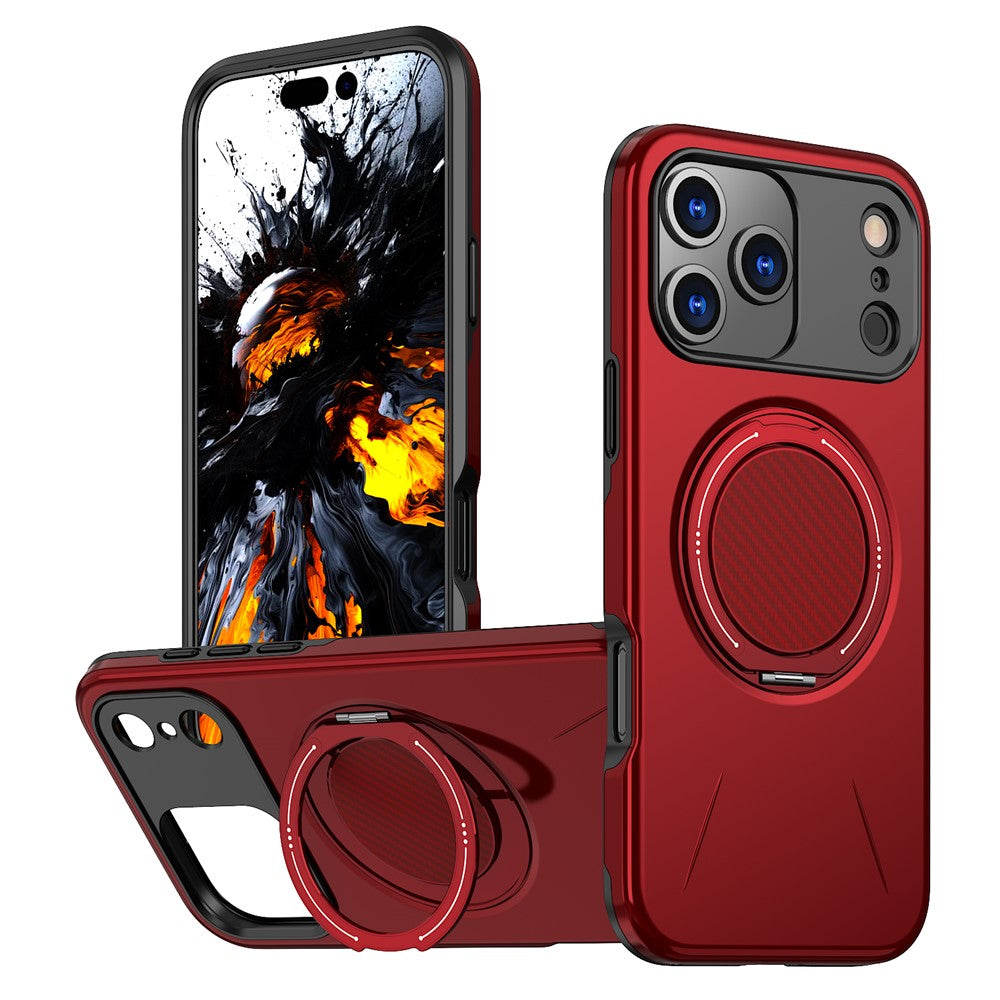 For iPhone 17 Pro Max Magnetic Case Rotating Kickstand TPU + PC Phone Cover