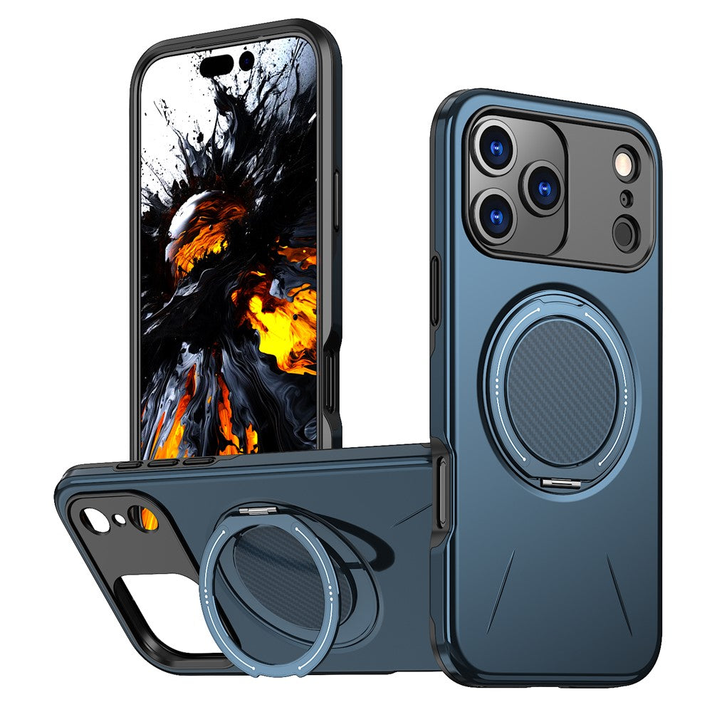 For iPhone 17 Pro Max Magnetic Case Rotating Kickstand TPU + PC Phone Cover