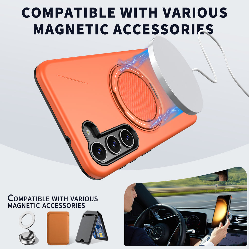 For Samsung Galaxy S23 FE Magnetic Case Rotating Kickstand TPU + PC Phone Cover