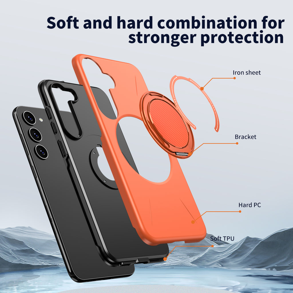 For Samsung Galaxy S23 FE Magnetic Case Rotating Kickstand TPU + PC Phone Cover