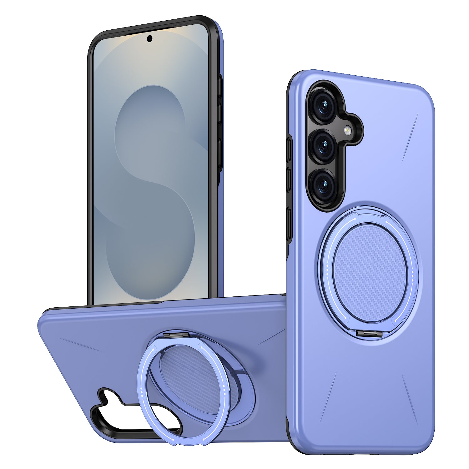 For Samsung Galaxy S24 / Galaxy S25 Magnetic Case Rotating Kickstand TPU + PC Phone Cover