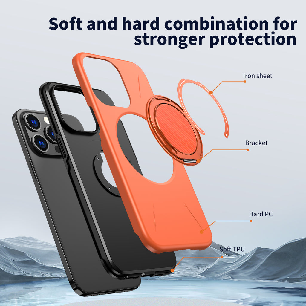 For iPhone 12 Pro Max 6.7 inch / iPhone 13 Pro Max 6.7 inch Magnetic Case Rotating Kickstand TPU + PC Phone Cover