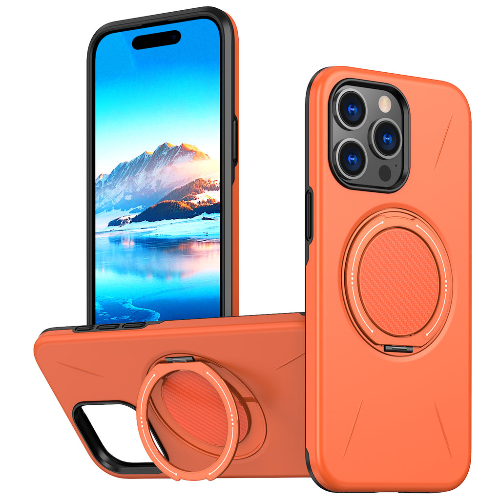 For iPhone 14 Pro Magnetic Case Rotating Kickstand TPU + PC Phone Cover