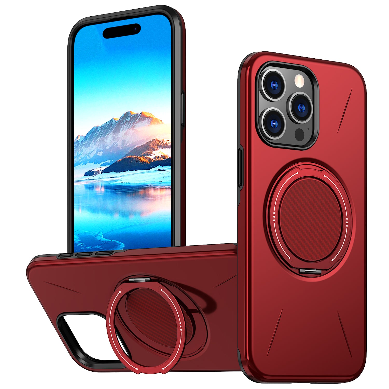 For iPhone 14 Pro Magnetic Case Rotating Kickstand TPU + PC Phone Cover