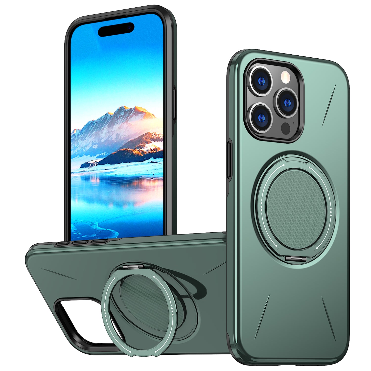 For iPhone 14 Pro Magnetic Case Rotating Kickstand TPU + PC Phone Cover